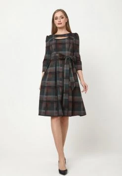 Il piΓΉ economico 𧨠Madam-T Donna JERSEYKLEID AGADA - Vestito Di Maglina - Grün, Braun π€©