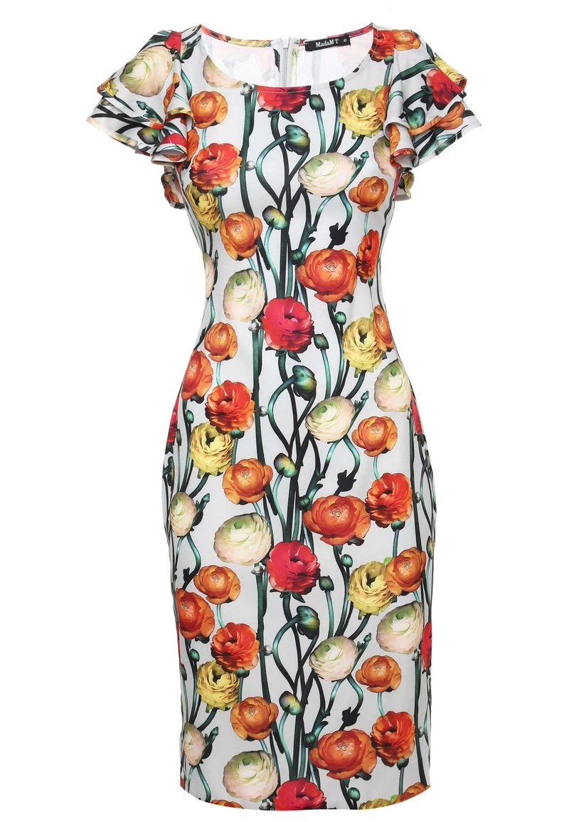 Miglior offerta π Madam-T Donna Vestito Estivo - Hellgrau Rot π - immagine 8