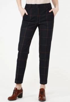 A buon mercato 😍 Madam-T Donna Pantaloni - Blau/ Braun 🤩