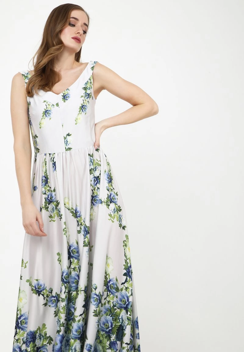 Miglior prezzo 𧨠Madam-T Donna Vestito Lungo - Hellgrau, Blau βοΈ - immagine 4