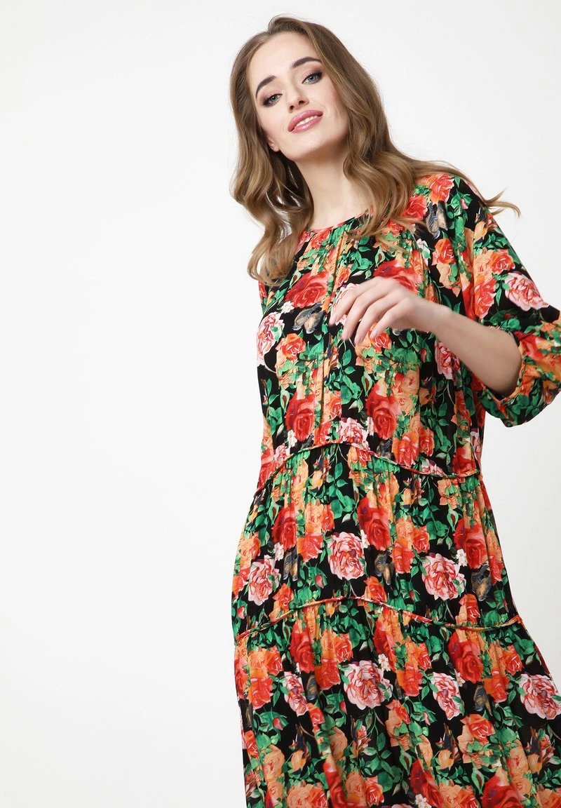 Vendita all'ingrosso π Madam-T Donna GRETELE - Vestito Lungo - Schwarz Orange π - immagine 8