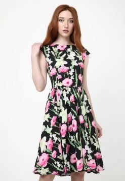 Bilancio π Madam-T Donna Vestito Estivo - Schwarz Rosa π