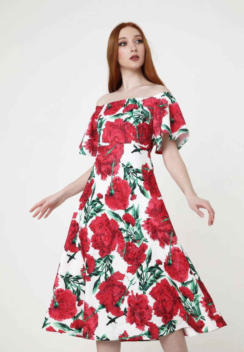 Presa π₯° Madam-T Donna Vestito Estivo - Weiß, Weinrot π