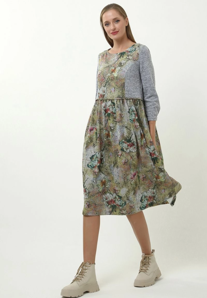 Nuovo π Madam-T Donna KLEID CHARLIS - Vestito Estivo - Oliv, Grau π₯° - immagine 5