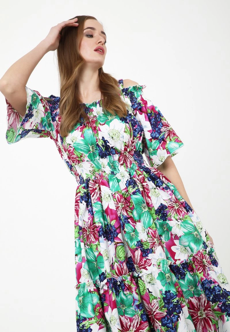 Nuovo π Madam-T Donna FERANA - Vestito Estivo - Weiß, Himbeere π - immagine 6