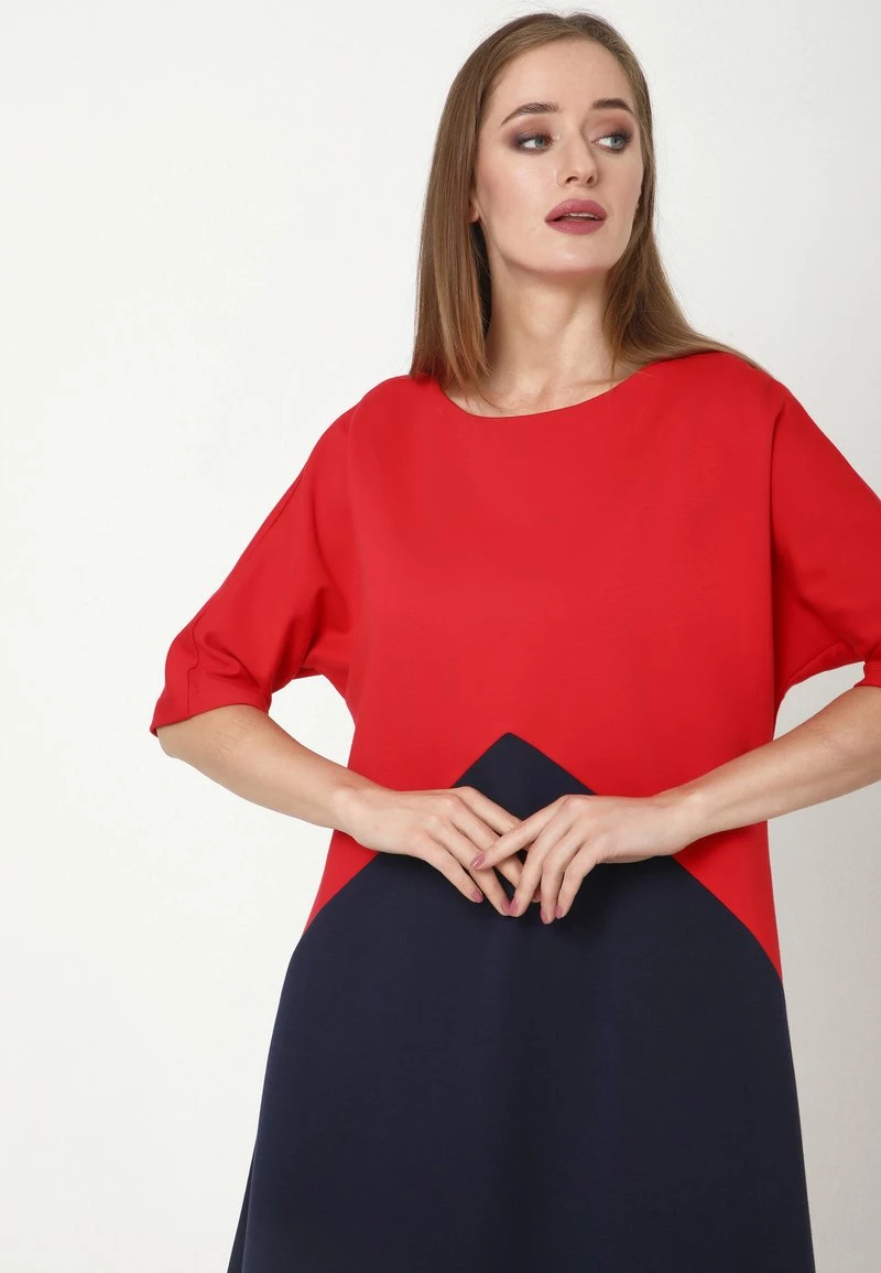 A buon mercato β Madam-T Donna LOLITA - Vestito Di Maglina - Blau, Koralle π - immagine 4