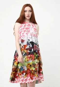 I primi 10 🎉 Madam-T Donna FAVIA - Vestito Estivo - Weiß, Rosa 🔔