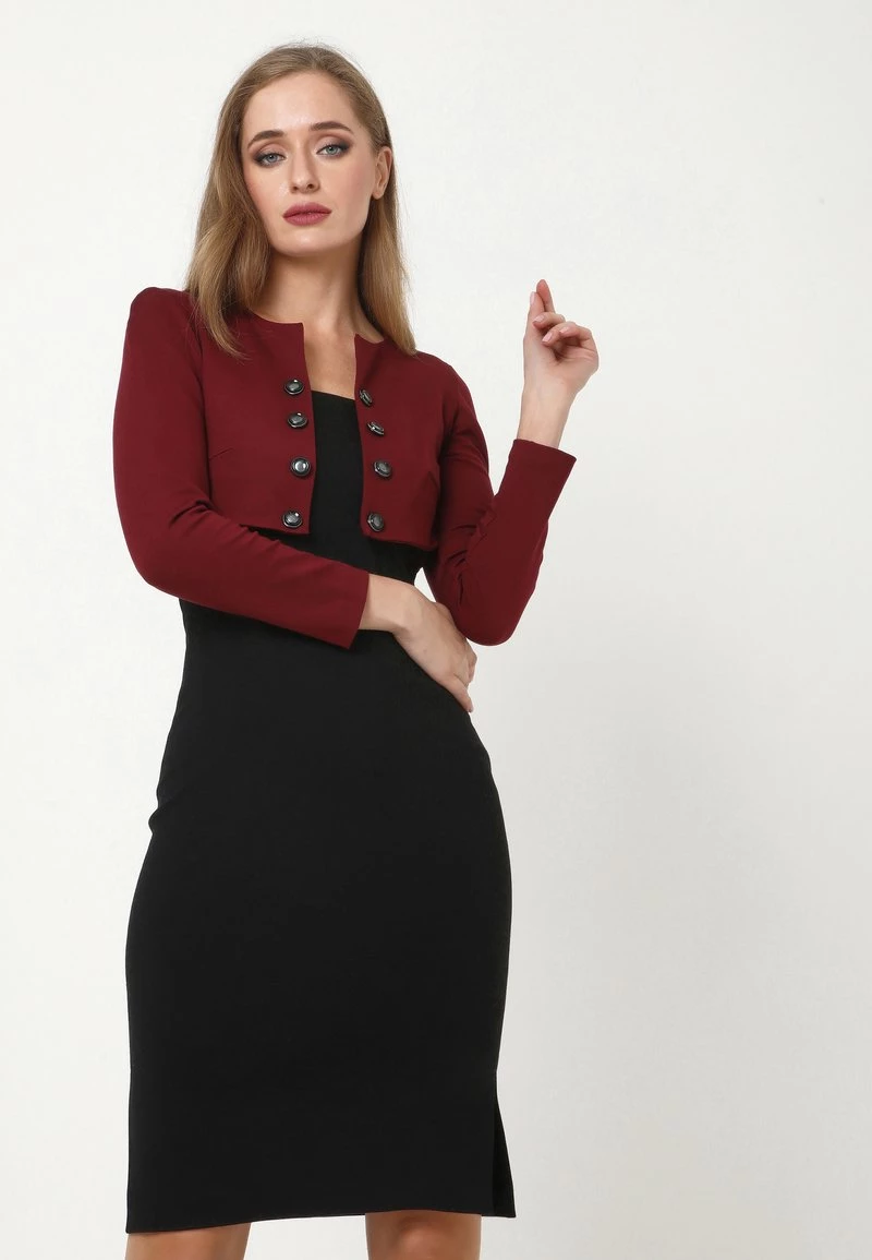 Migliore vendita π Madam-T Donna Vestito Di Maglina - Schwarz, Weinrot π€©