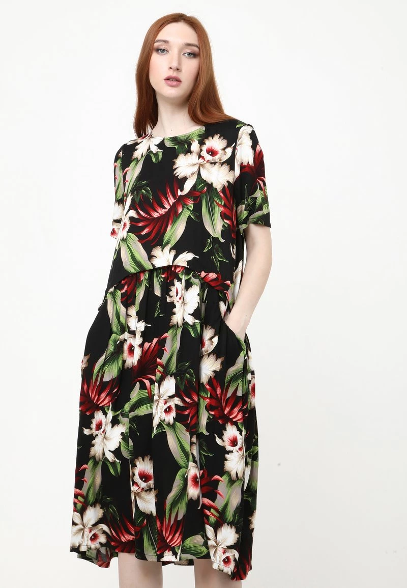 Vendita lampo π Madam-T Donna Vestito Estivo - Schwarz, Grün 𧨠- immagine 4