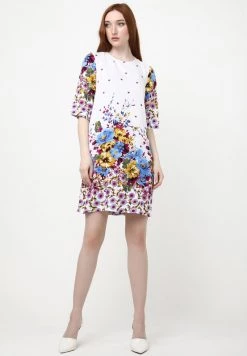 Miglior prezzo π€© Madam-T Donna MILANA - Vestito Estivo - Weiß, Hellblau β