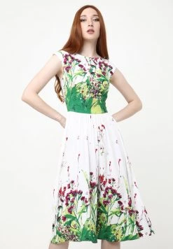 Offerte 👏 Madam-T Donna Vestito Estivo - Weiß Hellgrün 🥰