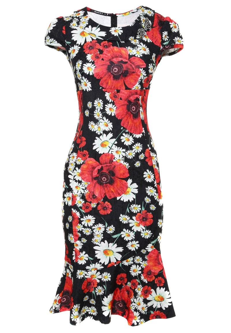 Acquistare β Madam-T Donna DEVENTA - Vestito Estivo - Schwarz, Rot π€© - immagine 7