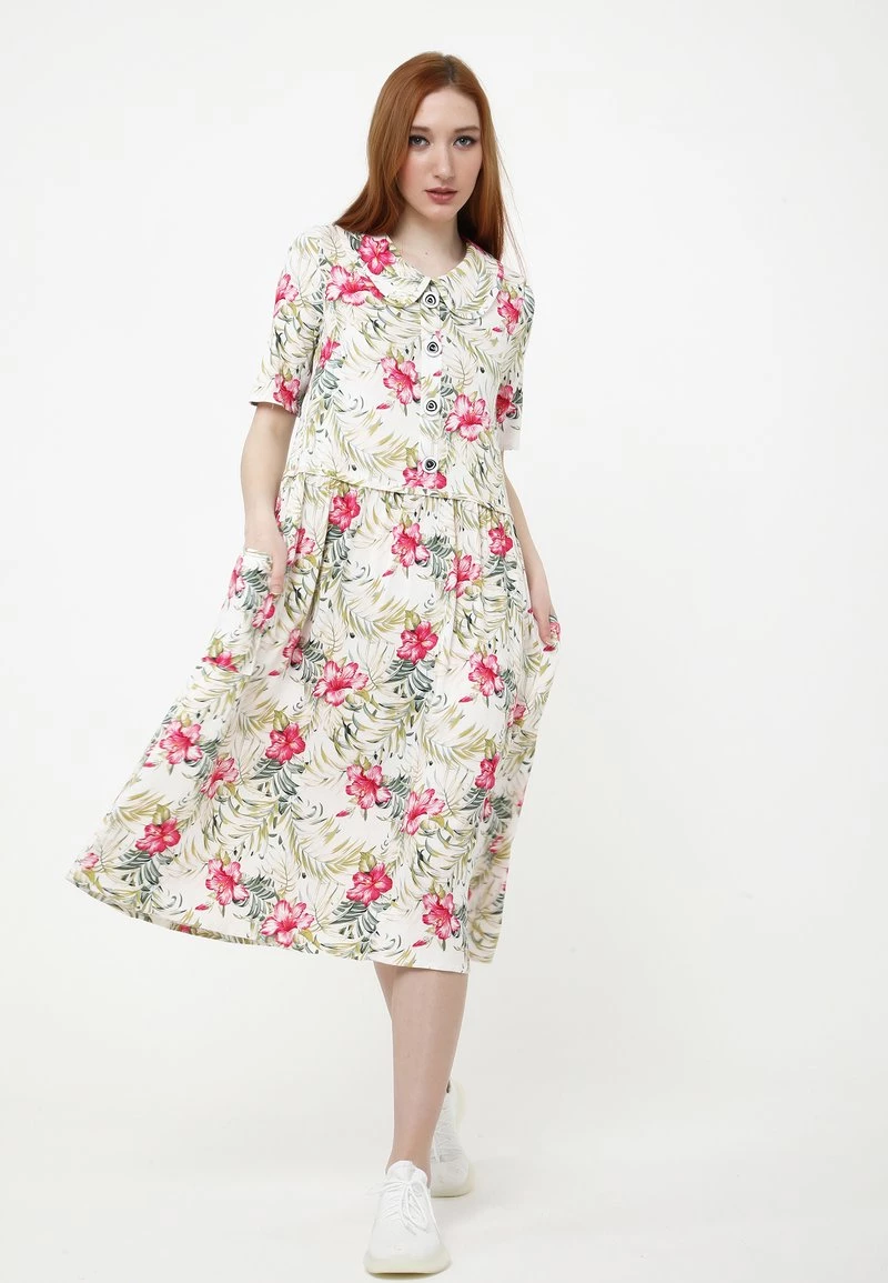 Nuovo di zecca π Madam-T Donna BELLA - Vestito Estivo - Beige, Rosa π - immagine 2