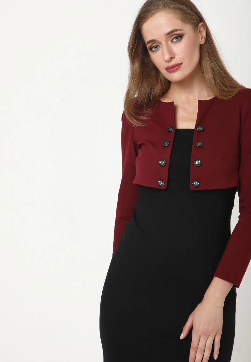 Migliore vendita π Madam-T Donna Vestito Di Maglina - Schwarz, Weinrot π€© - immagine 4