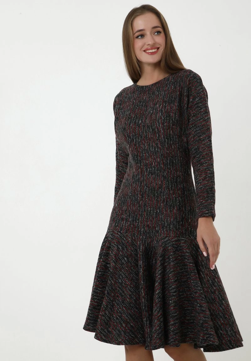 Nuovo π Madam-T Donna SAMARA - Abito In Maglia - Dunkelgrau Rot βοΈ