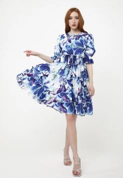 Miglior prezzo 😀 Madam-T Donna Vestito Estivo - Weiß, Kornblumenblau 💯