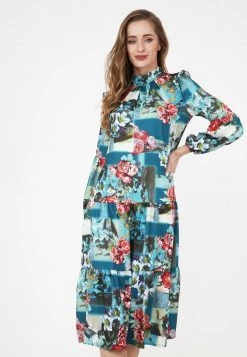 Offerte 👏 Madam-T Donna PAOLINA - Vestito Estivo - Aqua Rot 🎉