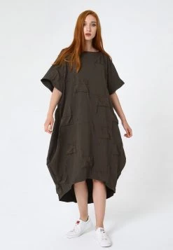 Nuovo di zecca 😍 Madam-T Donna Vestito Estivo - Khaki 😍