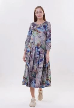 Nuovo di zecca 🛒 Madam-T Donna DEMETRANA - Abito In Maglia - Beige/ Blau 🛒