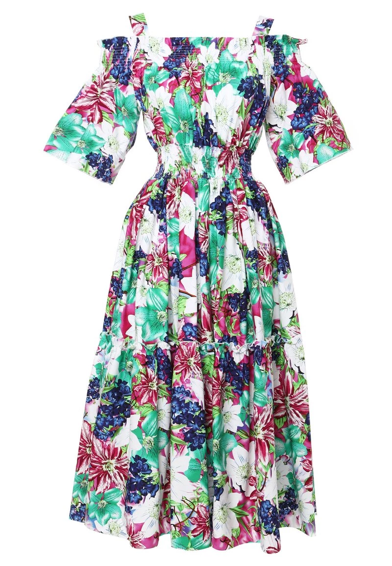 Nuovo π Madam-T Donna FERANA - Vestito Estivo - Weiß, Himbeere π - immagine 9