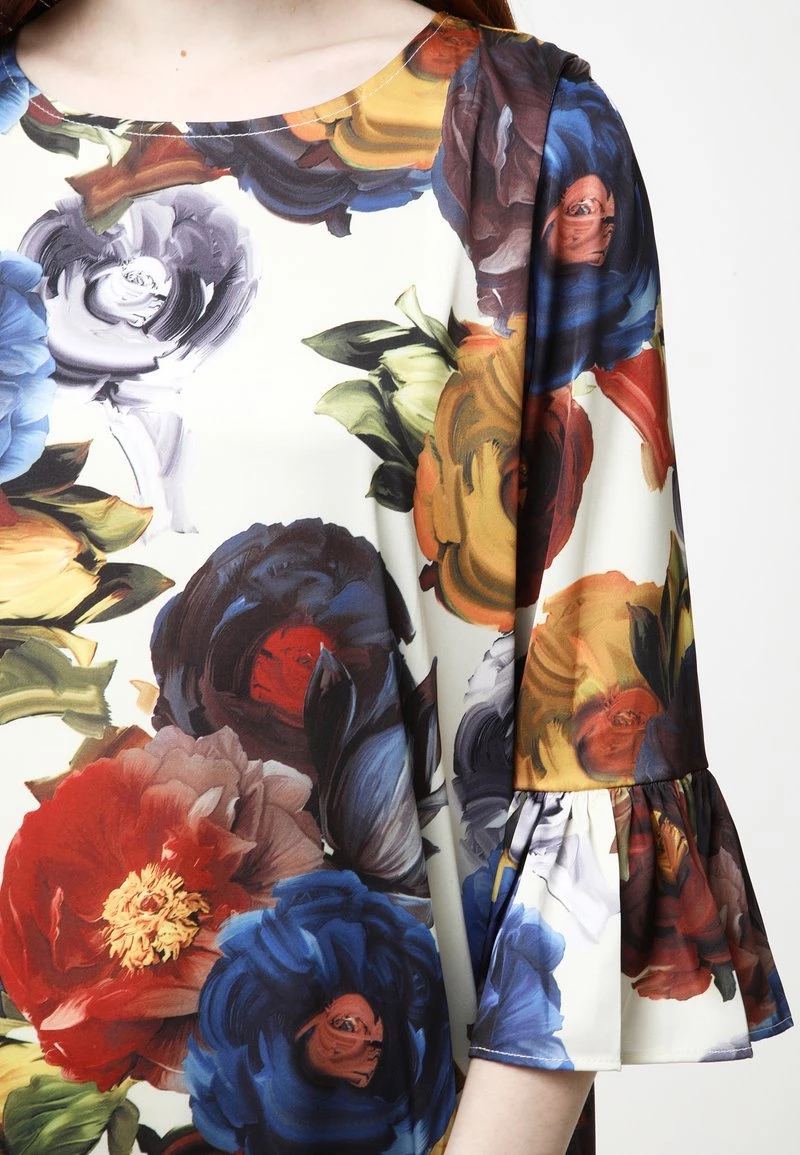 Miglior prezzo π Madam-T Donna Vestito Estivo - Beige, Blau β - immagine 3