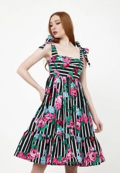 Bilancio 🛒 Madam-T Donna Vestito Estivo - Schwarz Rosa 😍