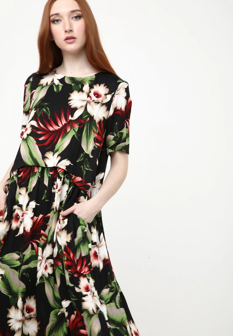 Vendita lampo π Madam-T Donna Vestito Estivo - Schwarz, Grün 𧨠- immagine 5