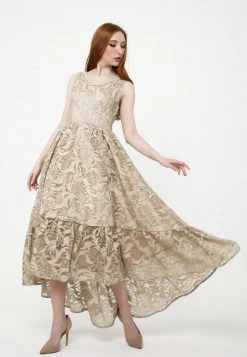 Nuovo ✔️ Madam-T Donna Abito Da Sera - Beige 🤩