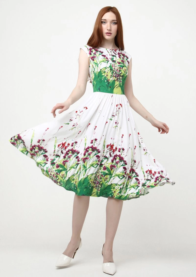 Offerte π Madam-T Donna Vestito Estivo - Weiß Hellgrün π₯° - immagine 6