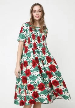 Bilancio ⭐ Madam-T Donna Vestito Estivo - Weiß, Rot 🌟