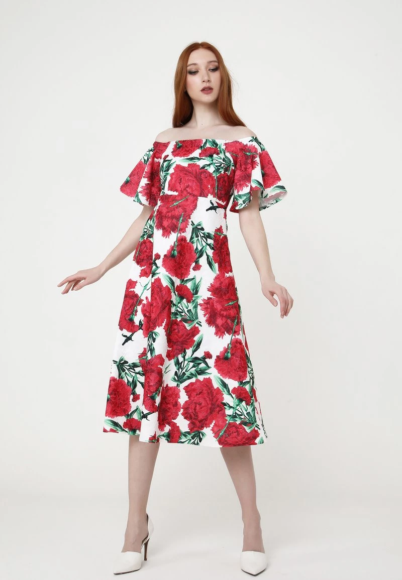 Presa π₯° Madam-T Donna Vestito Estivo - Weiß, Weinrot π - immagine 4