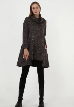 Buono 🥰 Madam-T Donna SHELBY - Abito In Maglia - Dunkelgrau Rot 😉