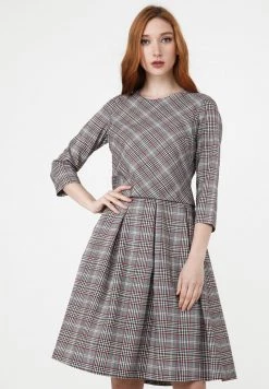 Nuovo di zecca 😉 Madam-T Donna Vestito Estivo - Grau/ Weinrot 😉