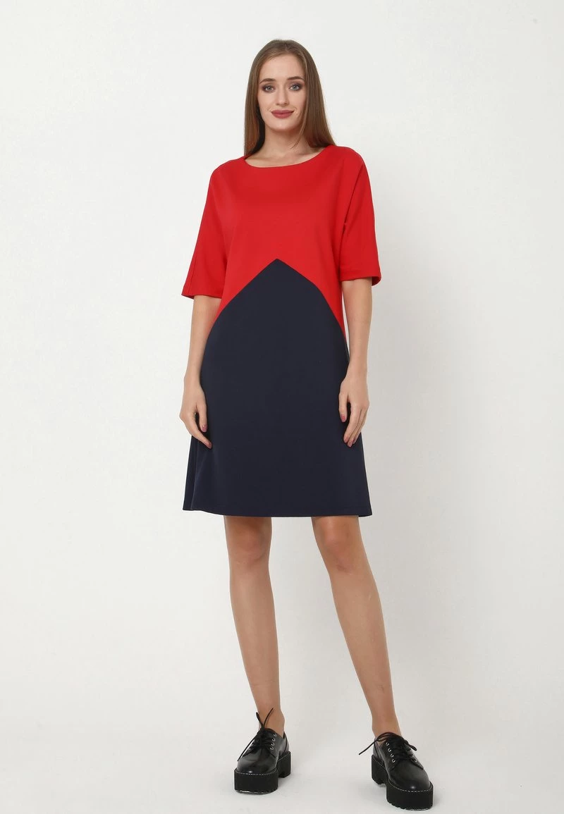 A buon mercato β Madam-T Donna LOLITA - Vestito Di Maglina - Blau, Koralle π - immagine 2