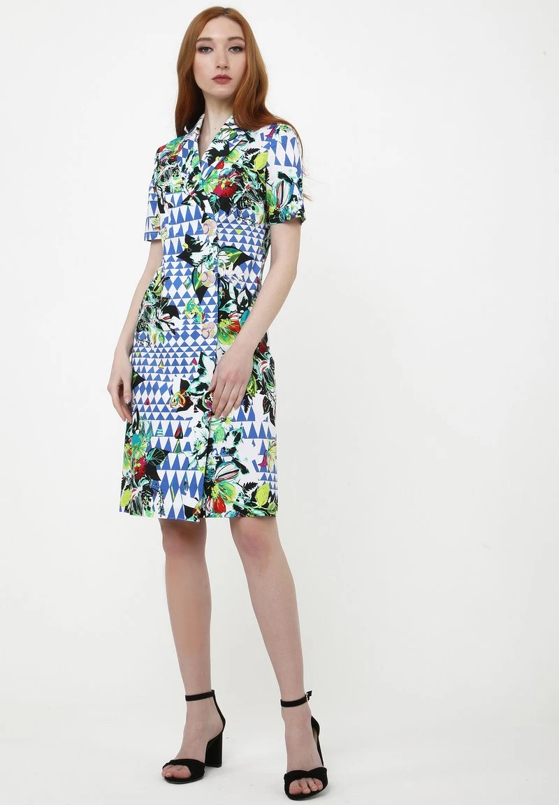 Nuovo π― Madam-T Donna ELMA - Abito A Camicia - Weiß, Kornblumenblau βοΈ - immagine 2