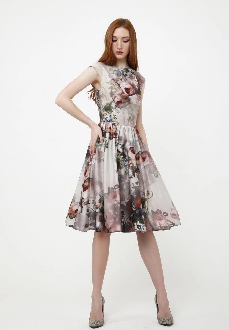 Miglior offerta π Madam-T Donna Vestito Estivo - Beige/braun 𧨠- immagine 2