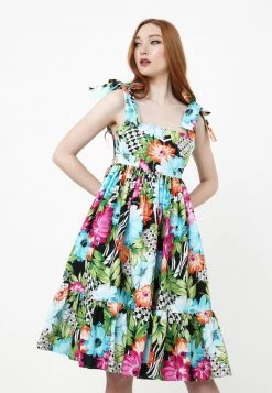 I primi 10 🥰 Madam-T Donna Vestito Estivo - Schwarz Hellblau 🧨