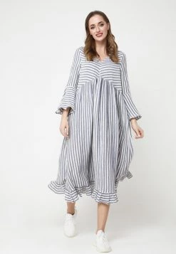 Nuovo di zecca 👏 Madam-T Donna Vestito Estivo - Weiß, Blau 🛒