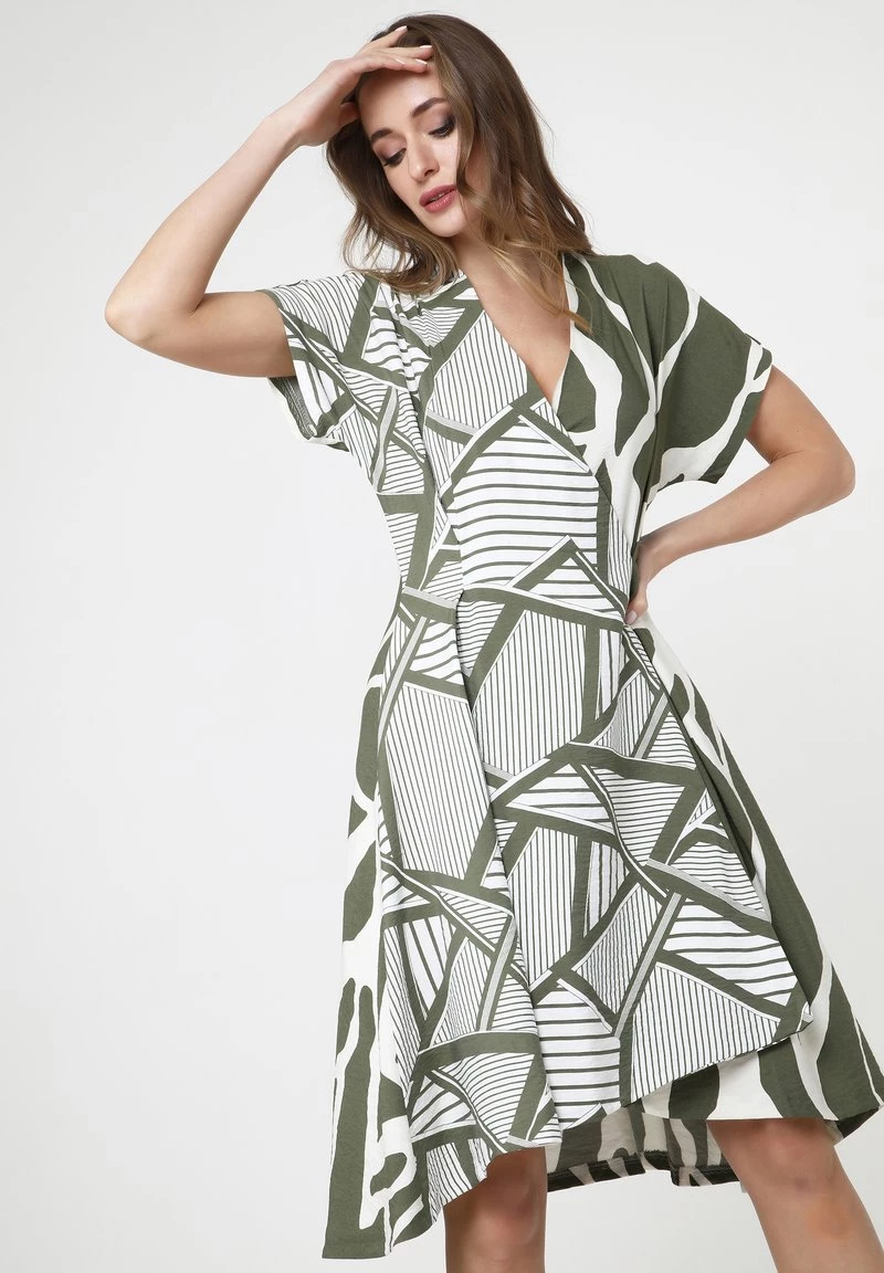 Migliore vendita π Madam-T Donna Vestito Estivo - Khaki, Weiß π