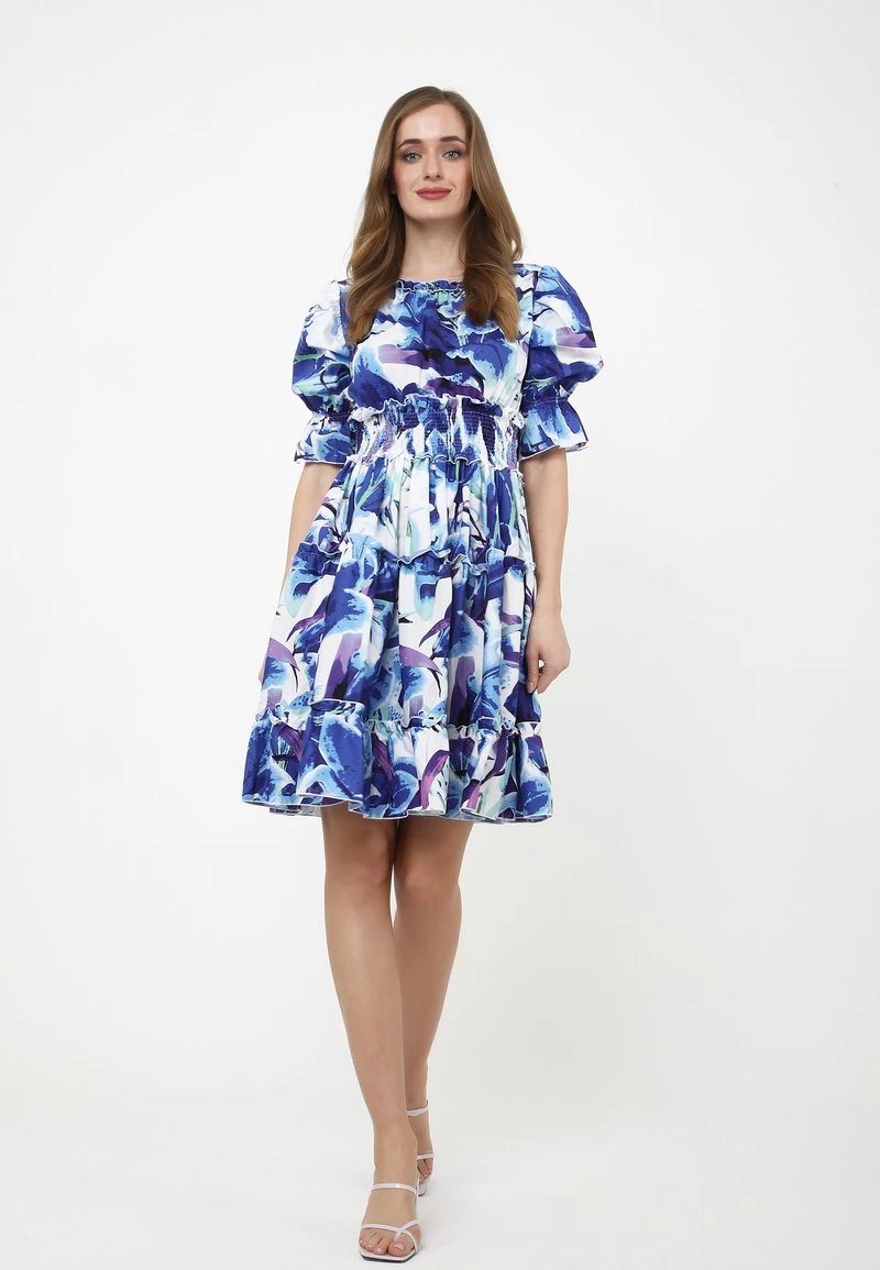 Miglior prezzo ⭐ Madam-T Donna Vestito Estivo - Weiß Kornblumenblau ❤️ - immagine 2