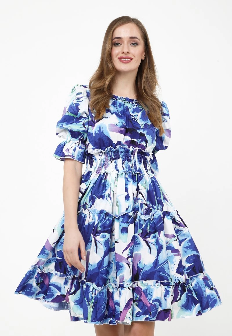 Miglior prezzo ⭐ Madam-T Donna Vestito Estivo - Weiß Kornblumenblau ❤️ - immagine 5