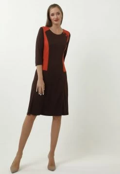 Nuovo 🔥 Madam-T Donna Vestito Di Maglina - Brown 🤩