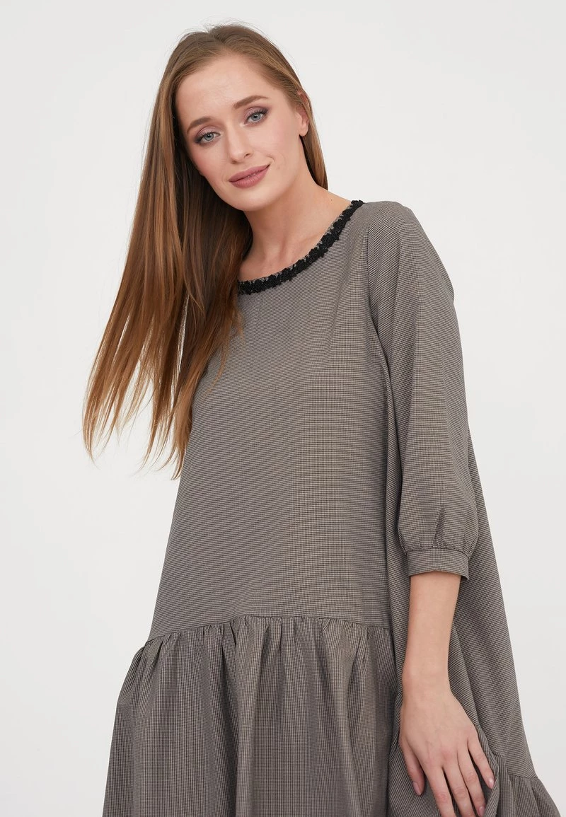 Miglior prezzo 𧨠Madam-T Donna EVA - Vestito Estivo - Dunkelbeige π - immagine 6