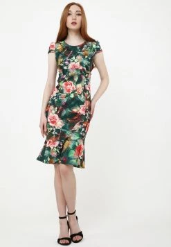 Il più economico 🎁 Madam-T Donna DEVENTA - Vestito Estivo - Grün, Koralle 😀