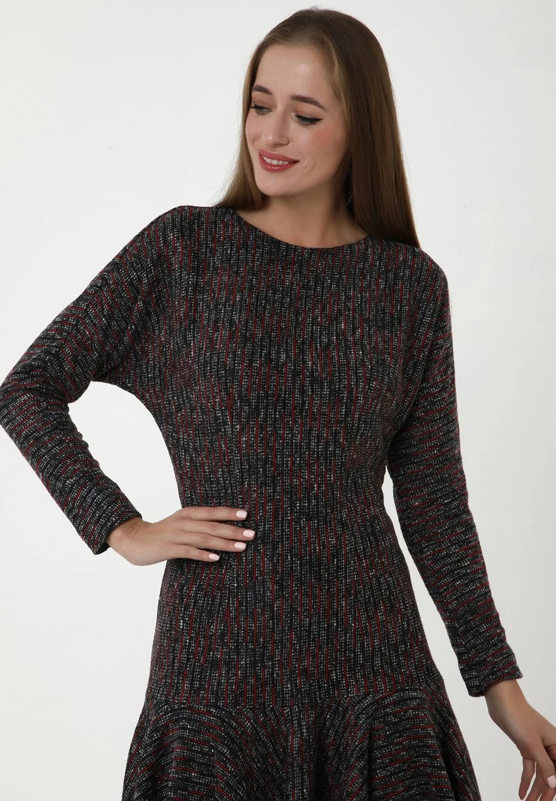 Nuovo π Madam-T Donna SAMARA - Abito In Maglia - Dunkelgrau Rot βοΈ - immagine 5