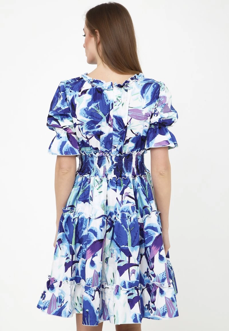 Miglior prezzo ⭐ Madam-T Donna Vestito Estivo - Weiß Kornblumenblau ❤️ - immagine 4