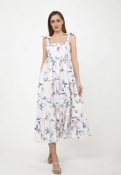 Il più economico 🔥 Madam-T Donna Vestito Lungo - Weiß, Rosa 🛒