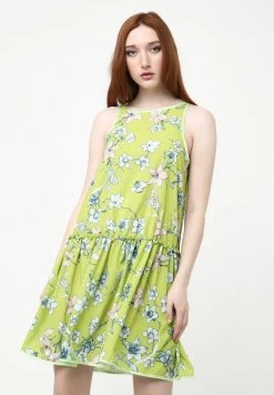 Il più economico 😉 Madam-T Donna LAZUR - Vestito Estivo - Hellgrün Weiß 🔔