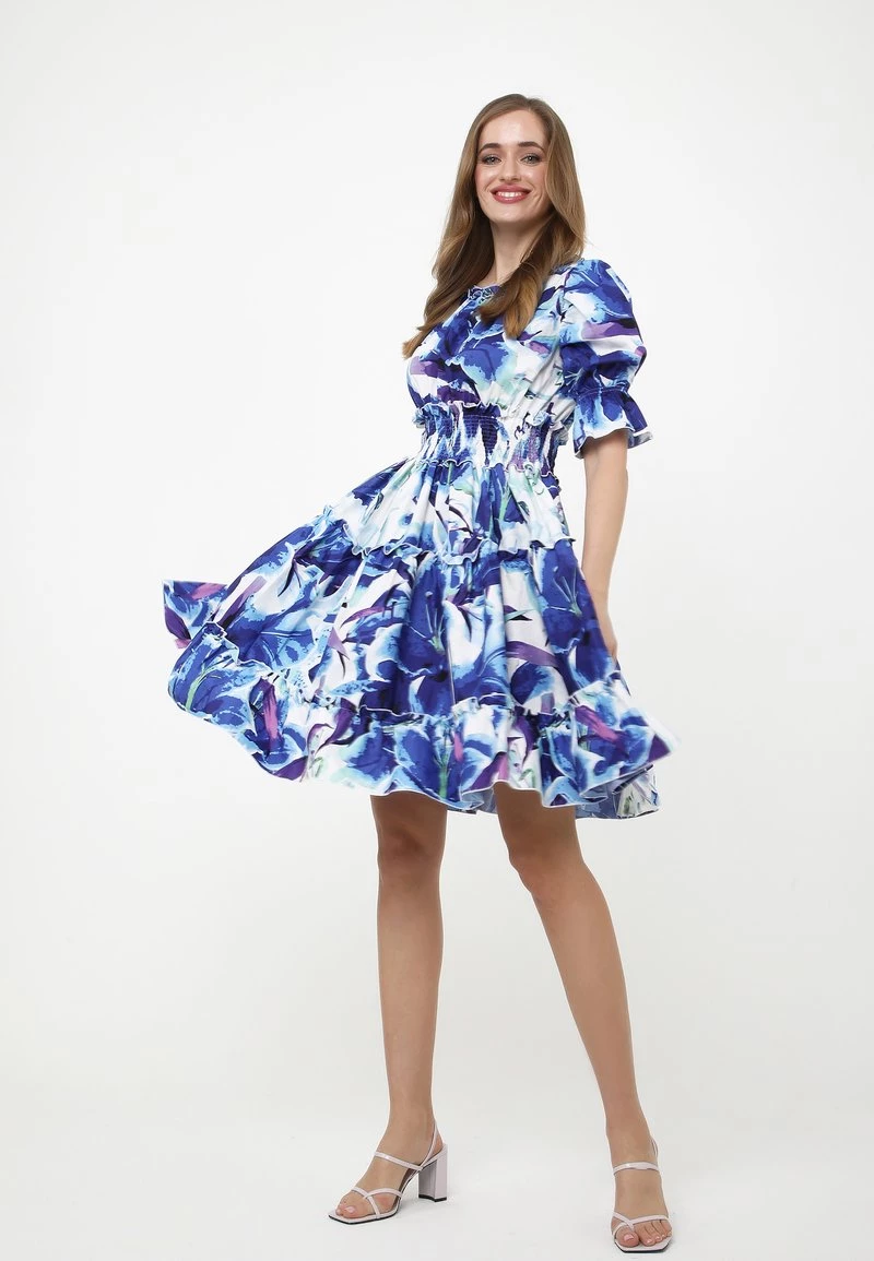 Miglior prezzo ⭐ Madam-T Donna Vestito Estivo - Weiß Kornblumenblau ❤️