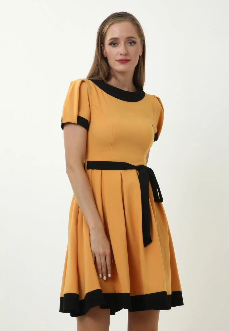 Offerte π Madam-T Donna RETRONA - Vestito Estivo - Hellorange/ Schwarz 𧨠- immagine 3